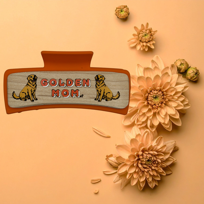 Hand Painted Laser Engraved Wood Claw Hair Clips