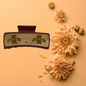 Hand Painted Laser Engraved Wood Claw Hair Clips