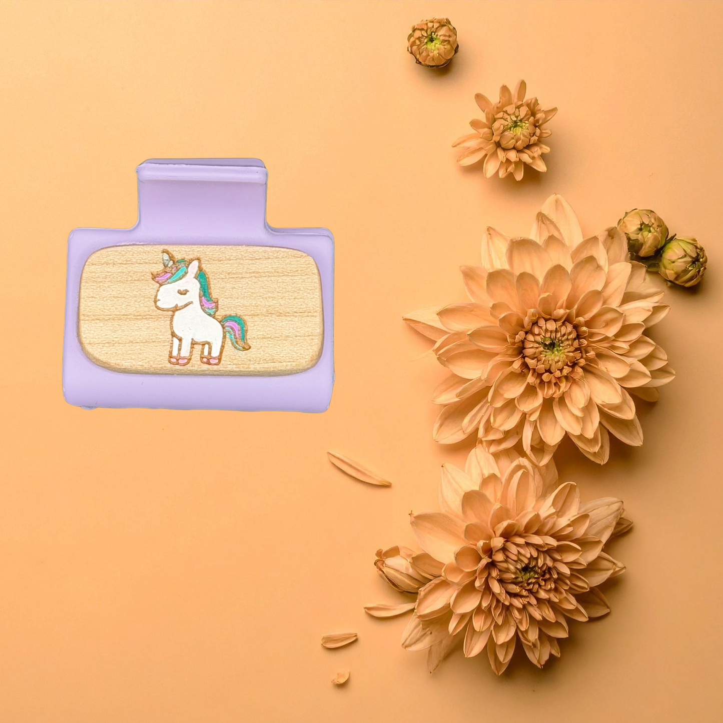 Mini Hand-Painted Laser-Engraved Hair Clips