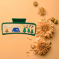 Hand Painted Laser Engraved Wood Claw Hair Clips