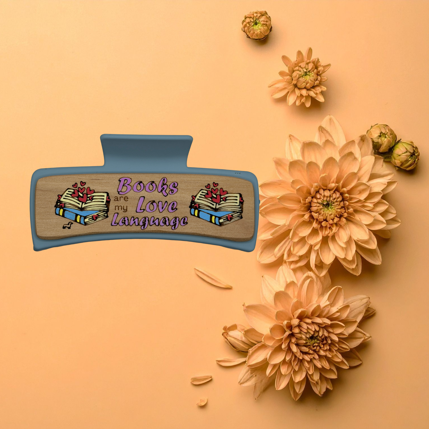 Hand Painted Laser Engraved Wood Claw Hair Clips