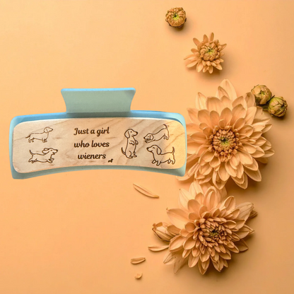 Laser Engraved Wood Claw Hair Clips