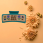 Hand Painted Laser Engraved Wood Claw Hair Clips