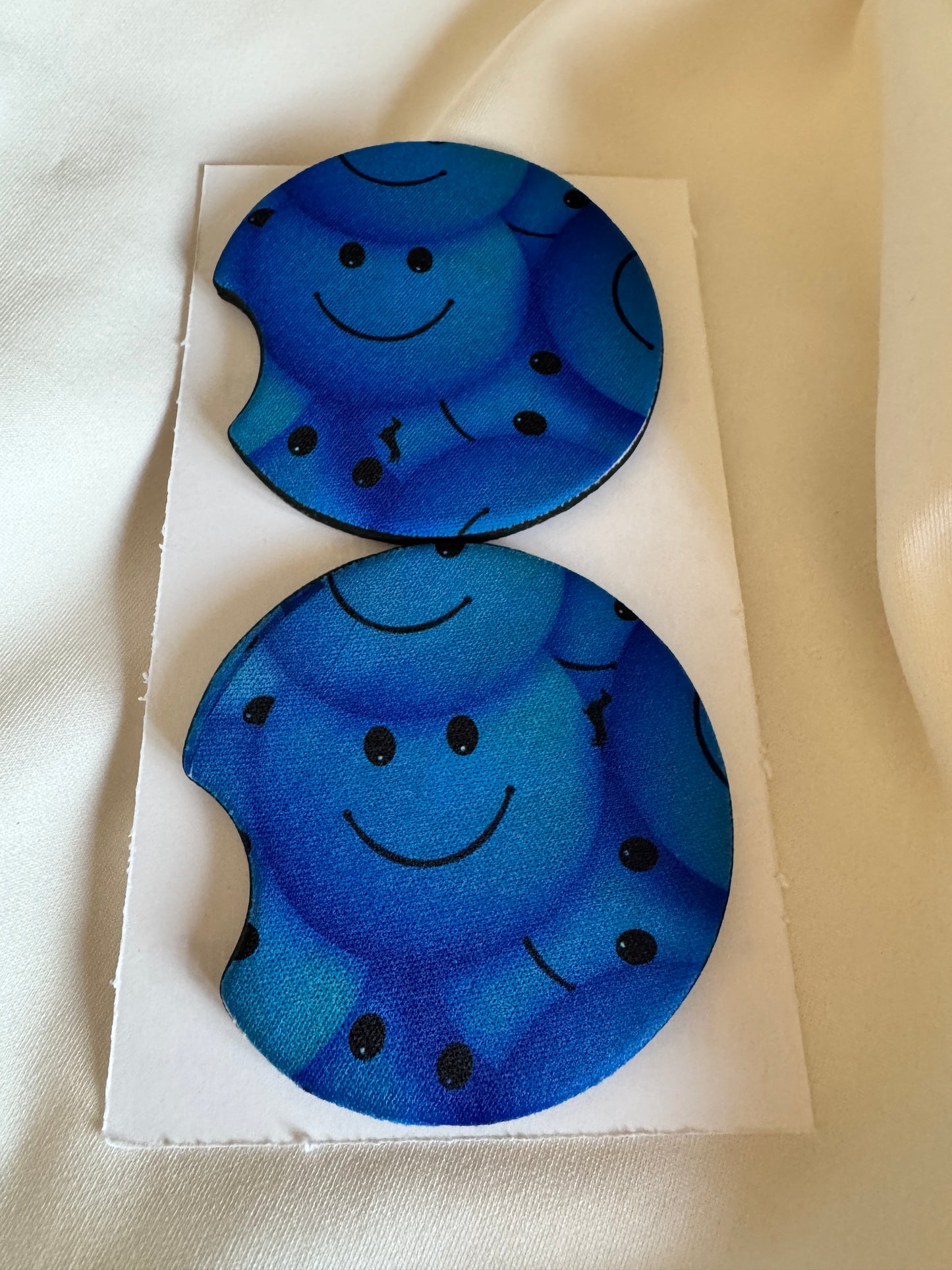 Blue Smiley Car Coasters