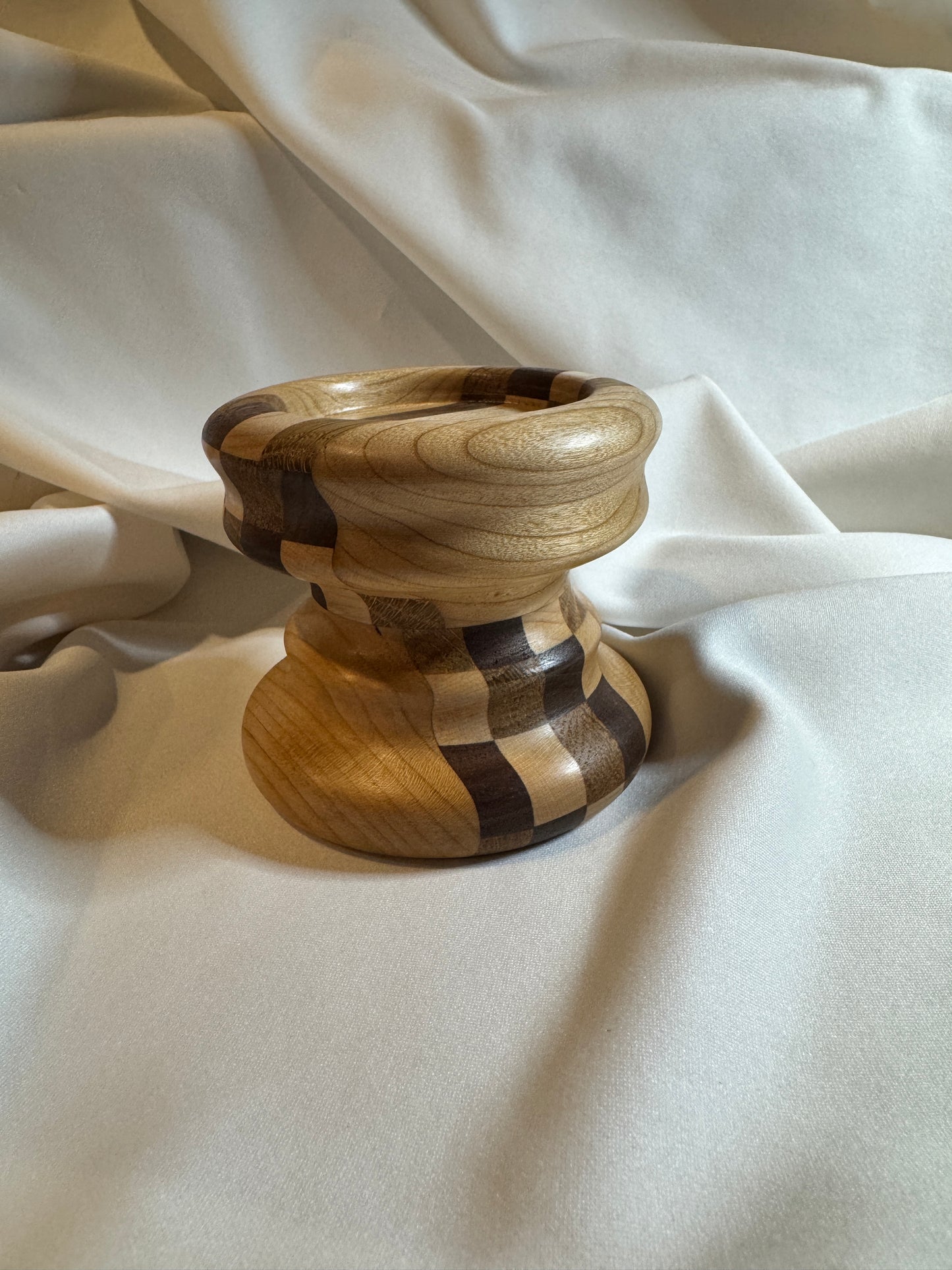 Cherry, Maple, Walnut and Oak Lathe Turned Candle Holder