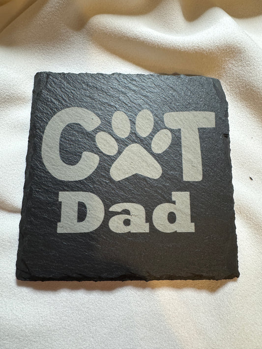 Cat Dad Slate Coaster