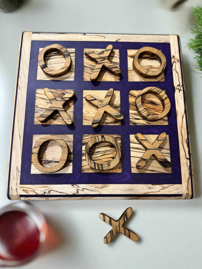 Spalted Maple and Purple Resin Tic Tac Toe Board