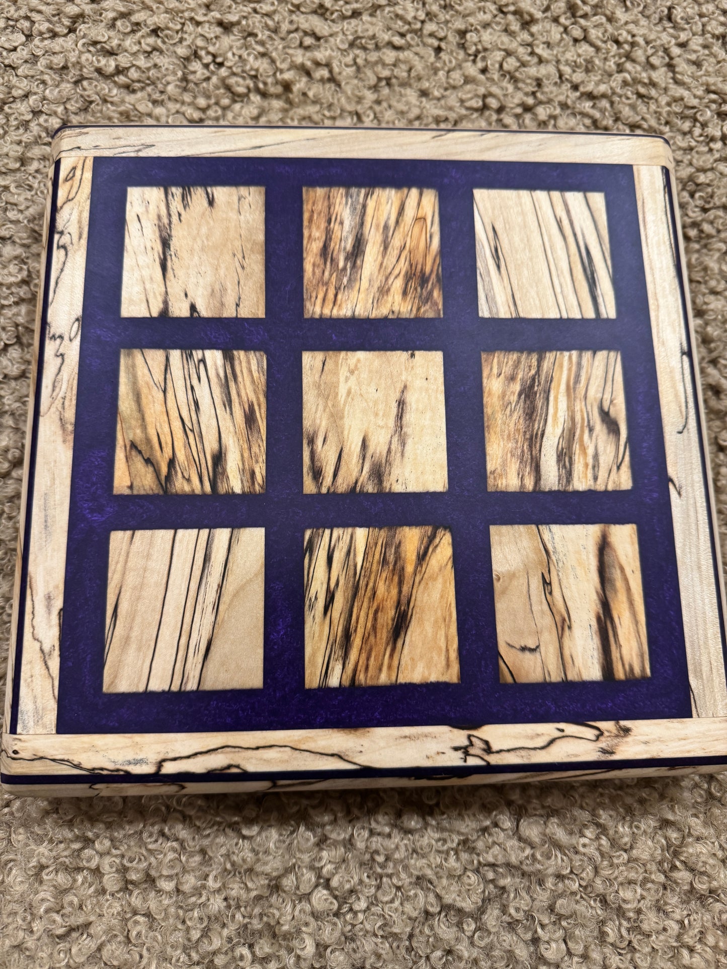 Spalted Maple and Purple Resin Tic Tac Toe Board