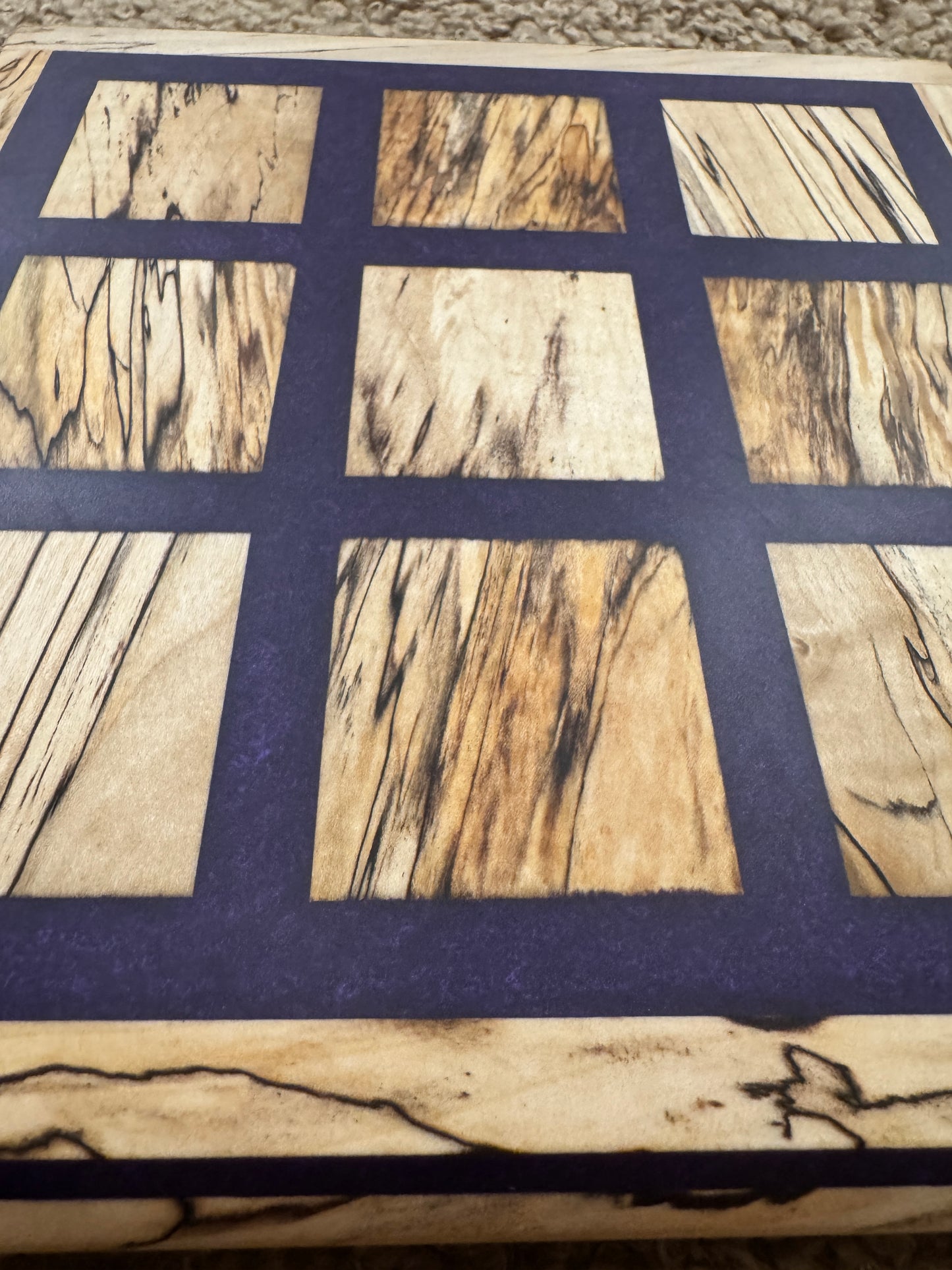 Spalted Maple and Purple Resin Tic Tac Toe Board