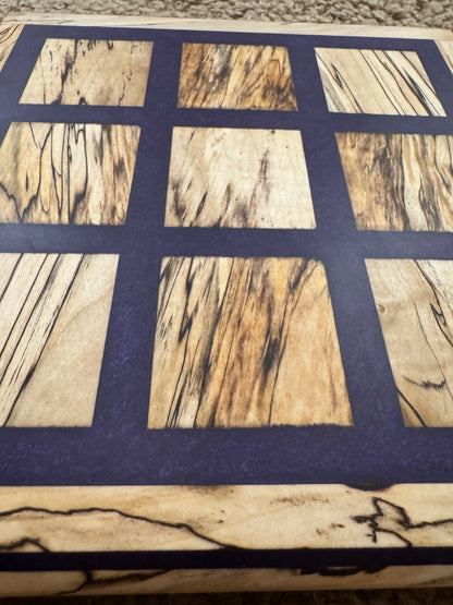 Spalted Maple and Purple Resin Tic Tac Toe Board
