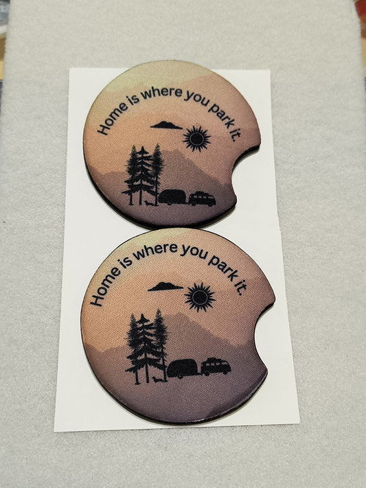 Home is Where You Park it Car Coasters