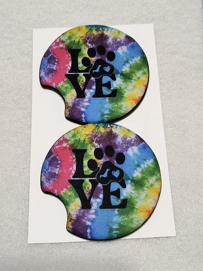 Love tie dyed Car Coasters