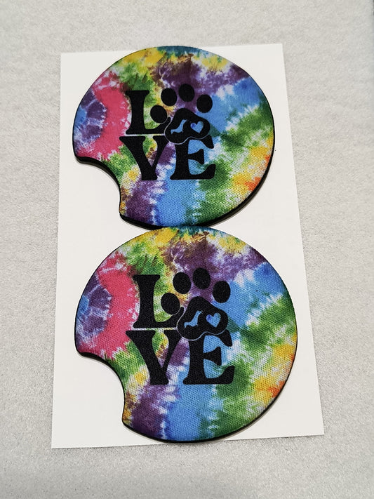 Love tie dyed Car Coasters