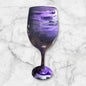 Purple. White & Black Stemmed Alcohol Ink Wine Glass