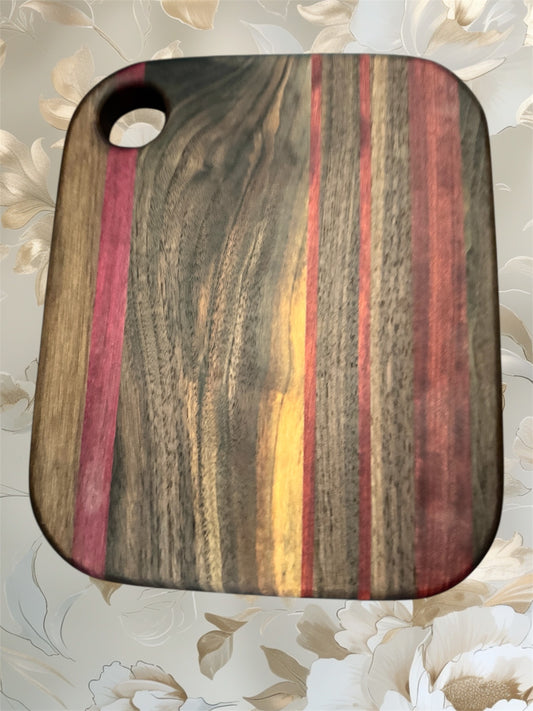 Walnut, Bloodwood and Purpleheart Cutting Board