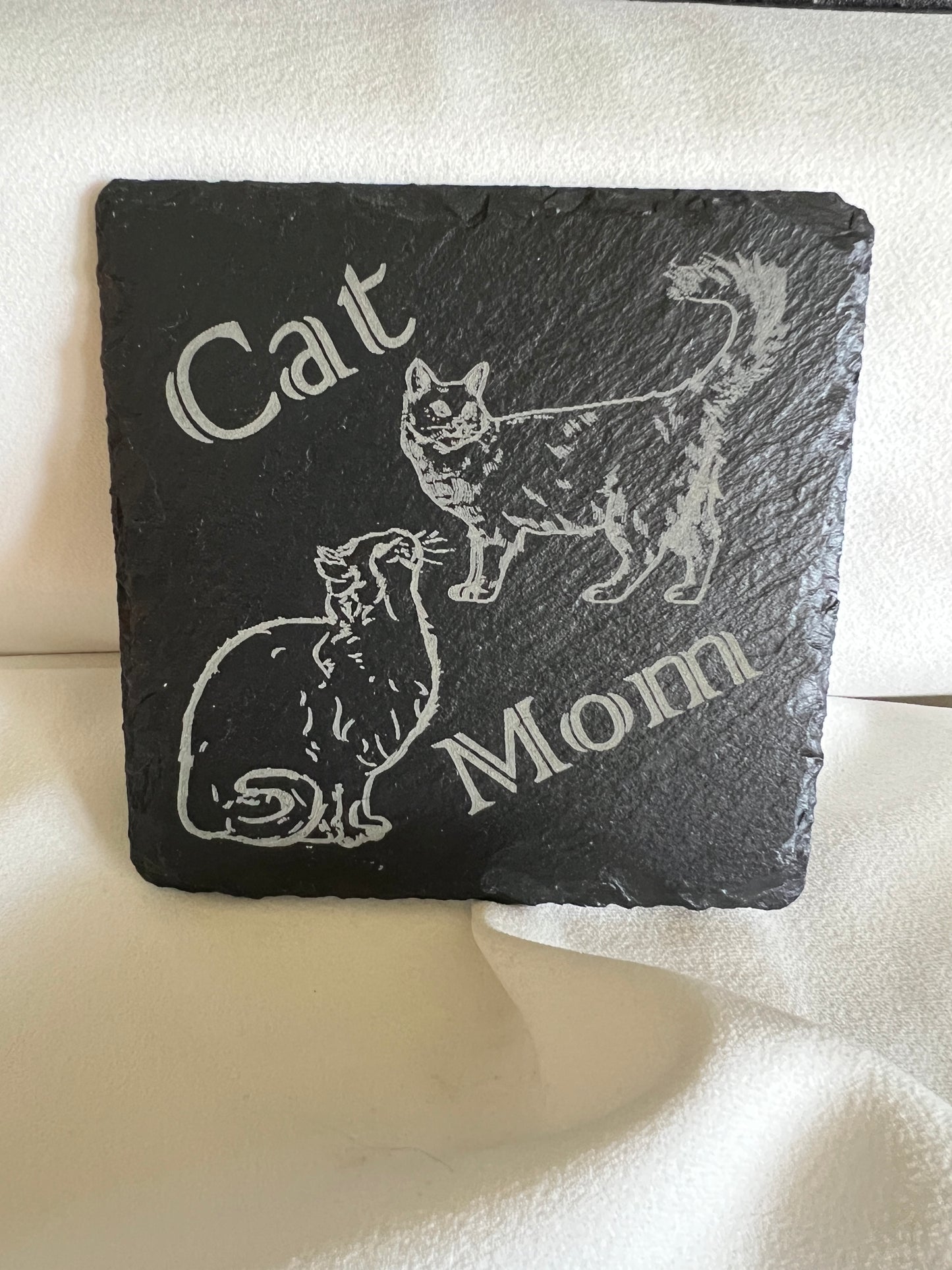 Cat mom slate coaster