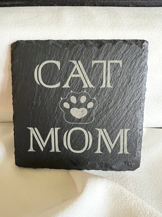 Cat mom slate coaster