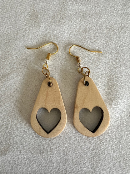 Maple open heart Earrings