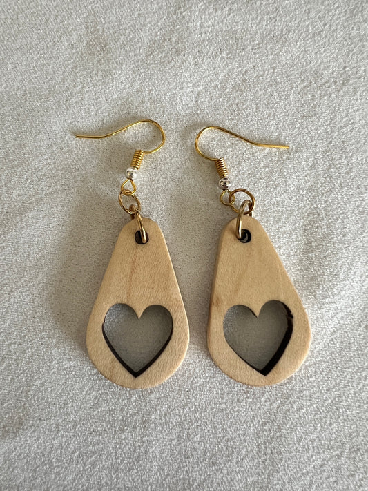 Maple open heart Earrings