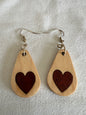 Maple and Bloodwood two-tone heart Earrings.