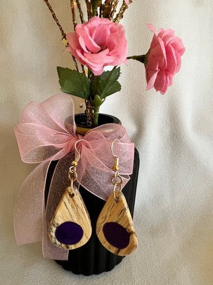 Spalted Maple and Purple Resin Earrings