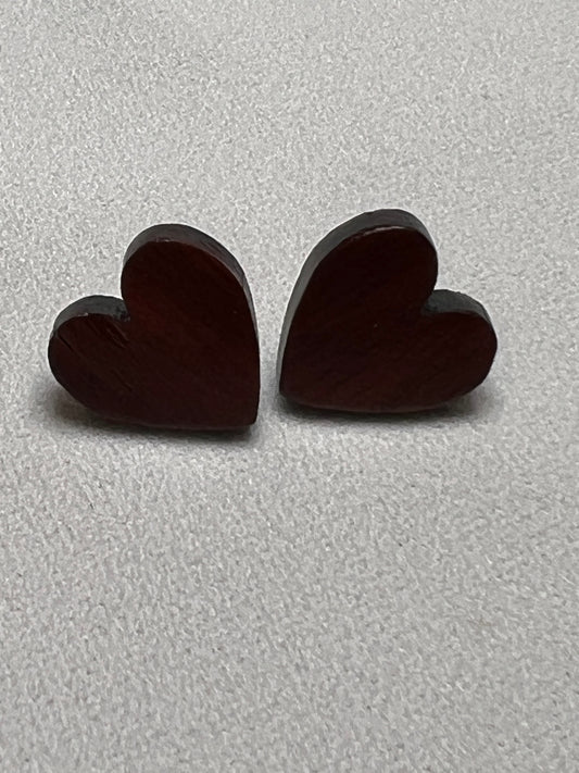 Bloodwood Heart Stud Earrings