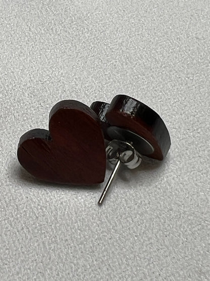Bloodwood Heart Stud Earrings