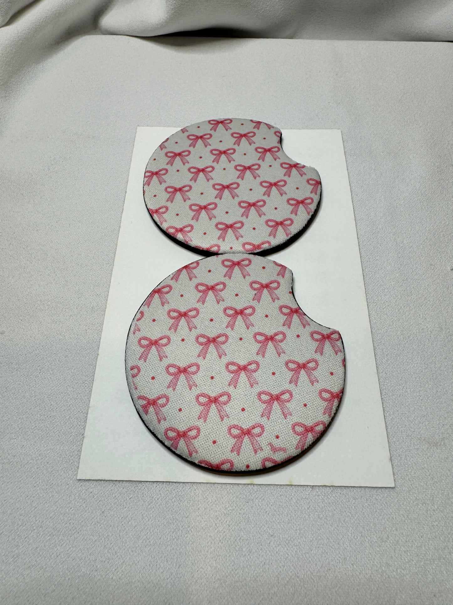 Pink Bow Car Coasters