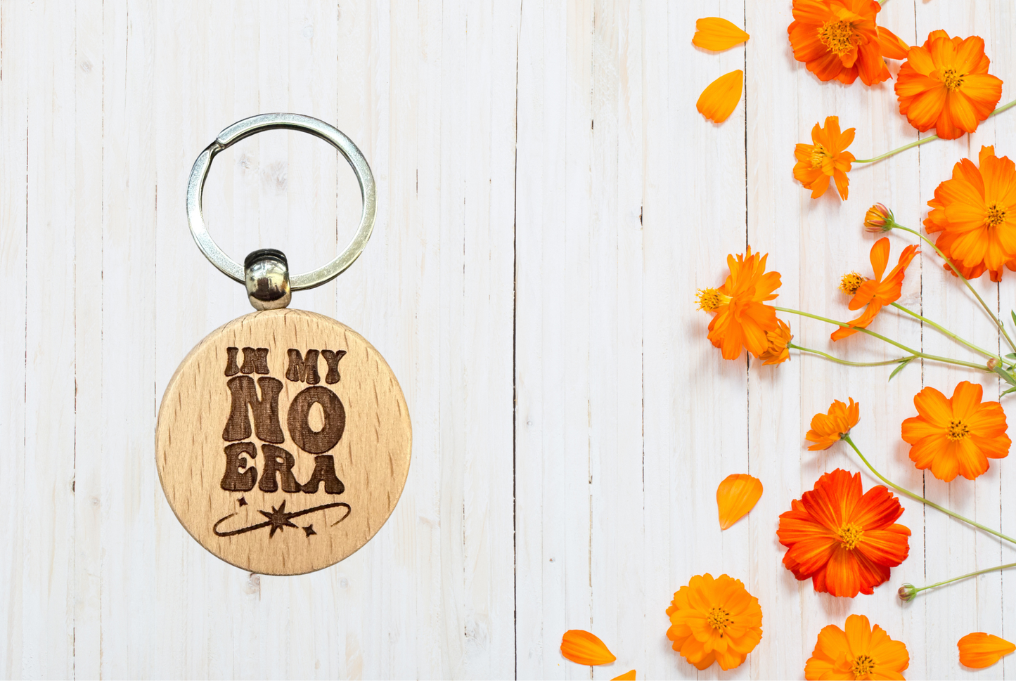 In my No Era Wood Keychain