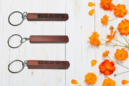 Wooden keychain with 'BEARS' engraving 