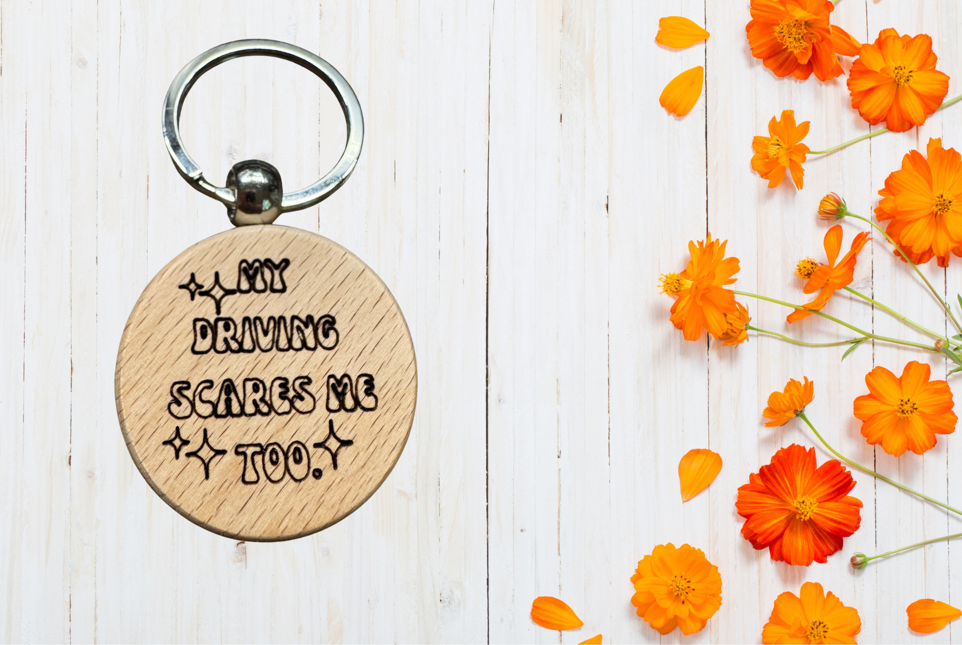 Wood Keychain with hilarious text 