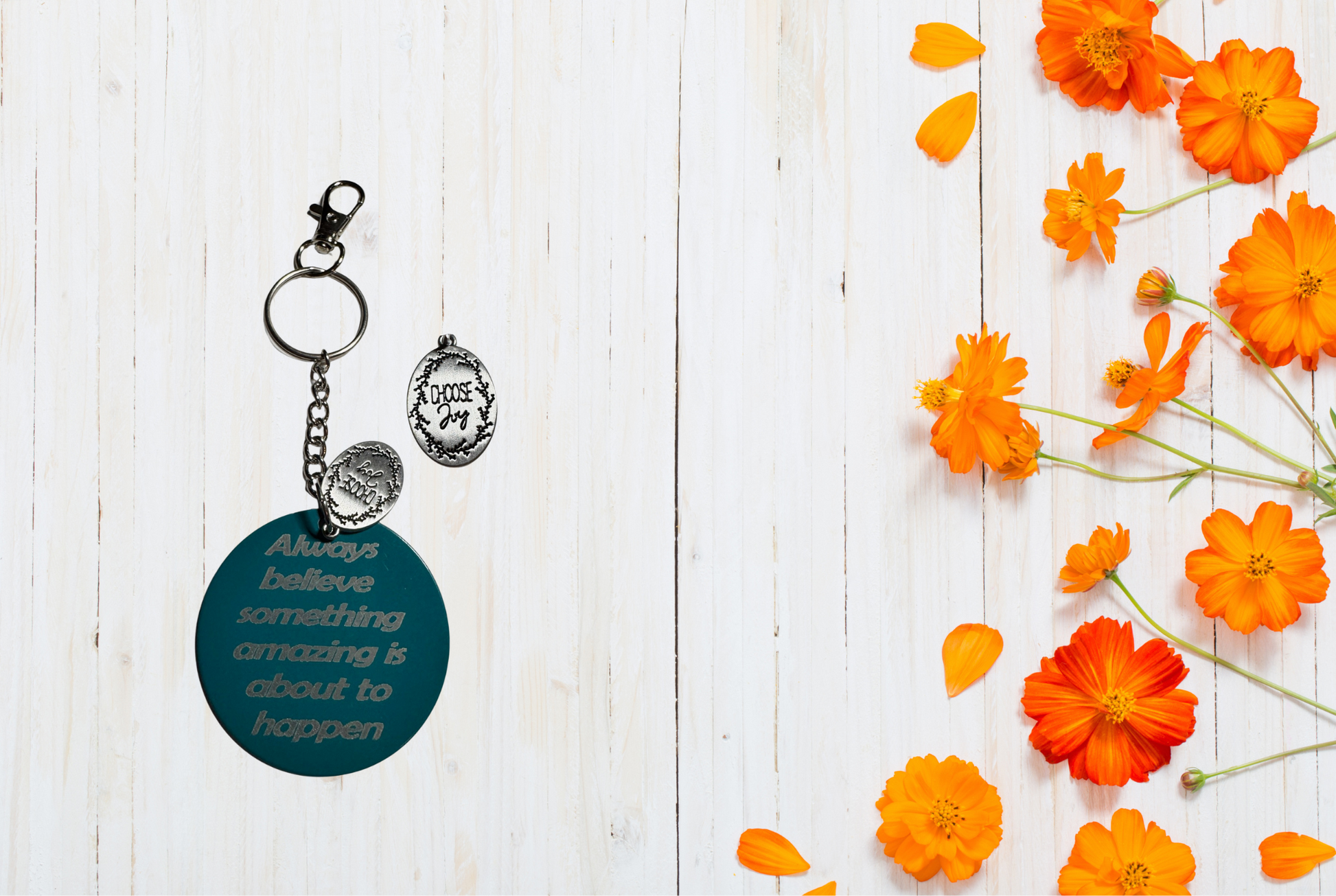 Keychain with motivational quote 