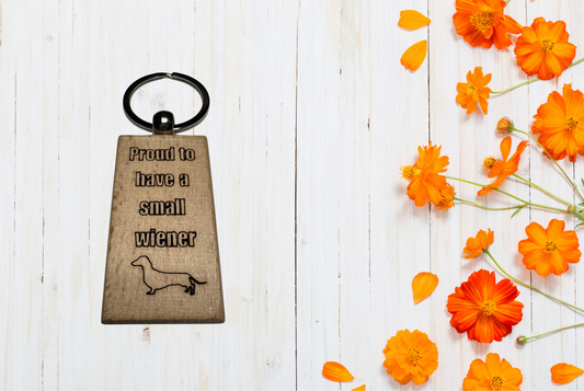 Keychain with text and dachshund icon 
