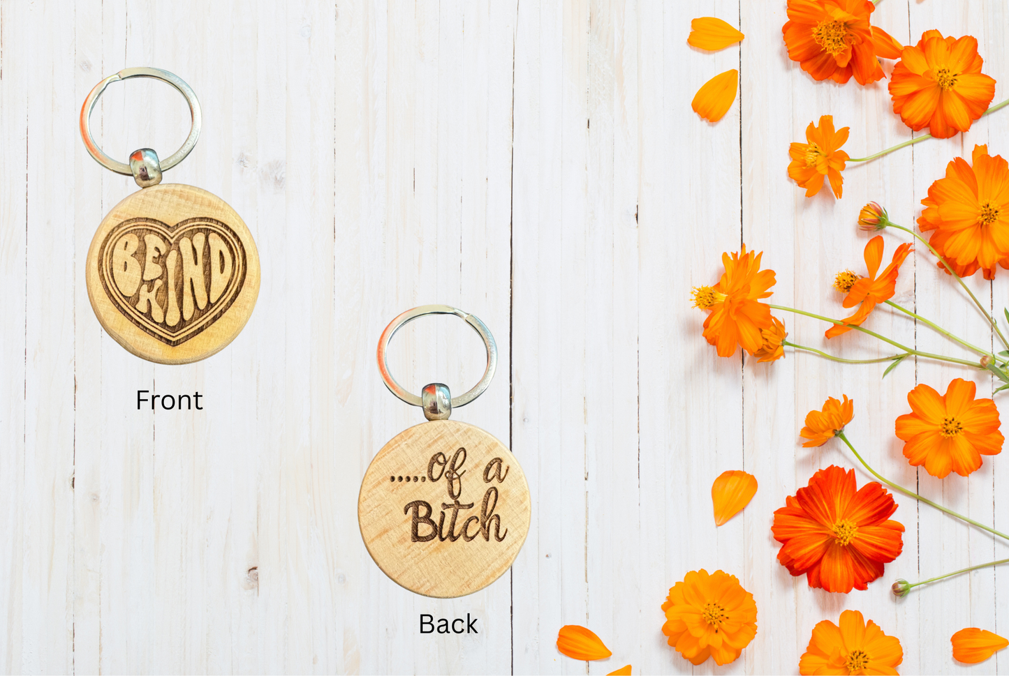 Wood Keychain with hilarious text 