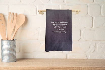 Kitchen towel with humorous text