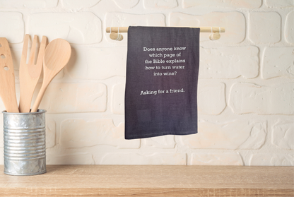 Kitchen towel with humorous text