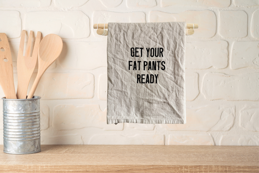 Kitchen towel with humorous text