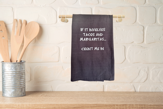 Kitchen towel with humorous text