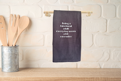 Kitchen towel with humorous text