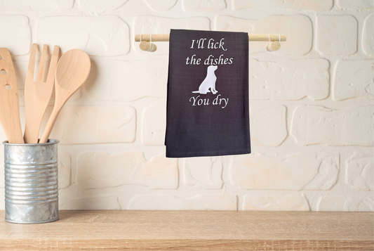 Kitchen towel with humorous text