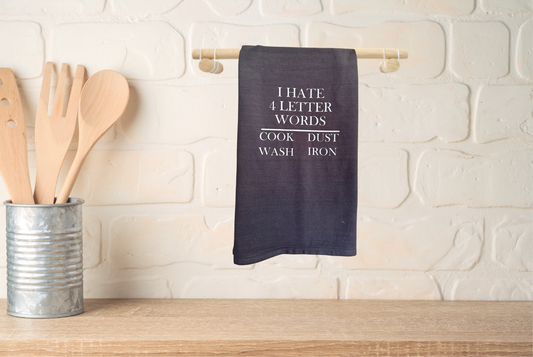 Kitchen towel with humorous text