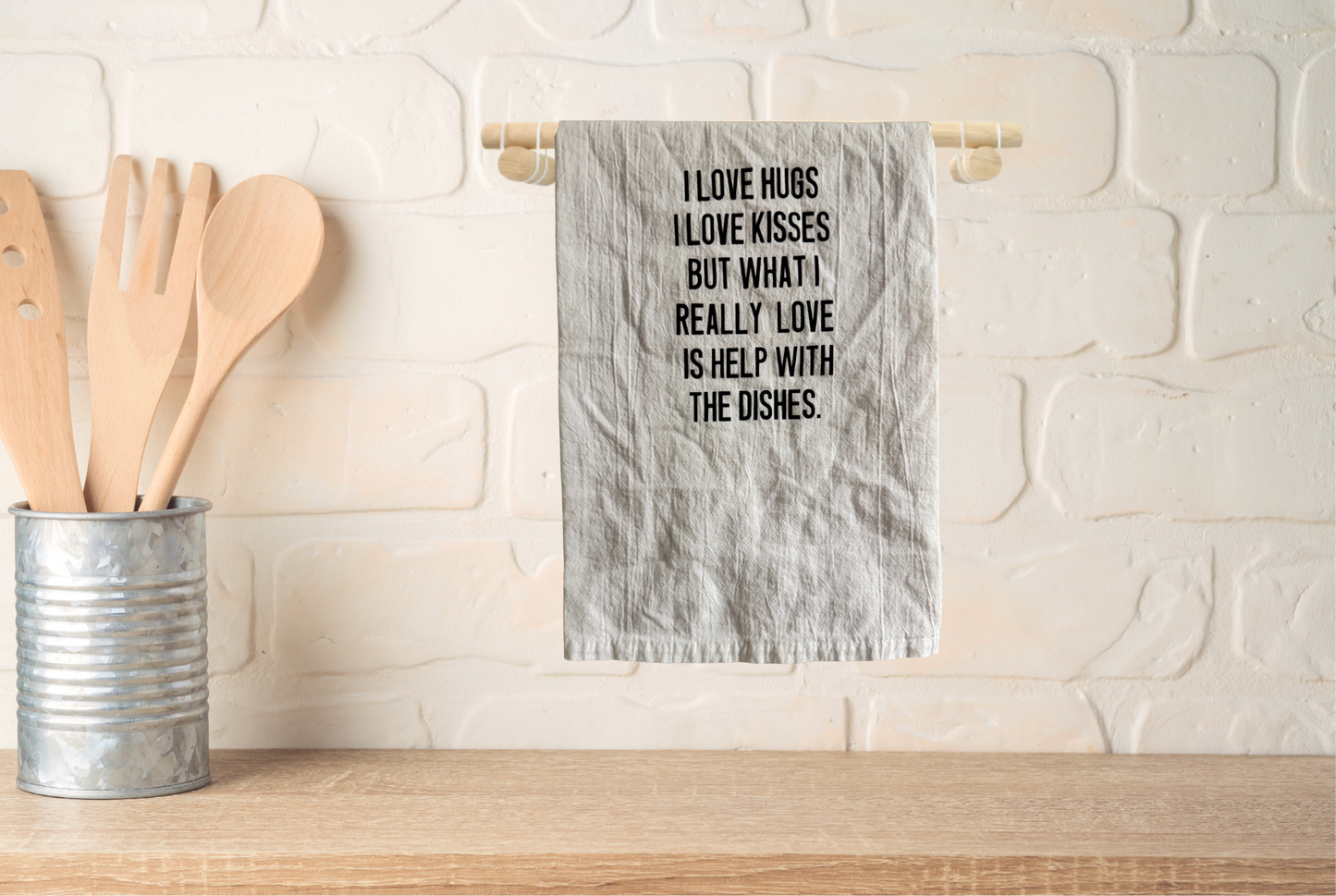 Kitchen towel with humorous text