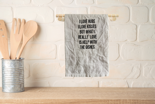 Kitchen towel with humorous text