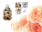 Hand sanitizer holder & photo of additional uses.