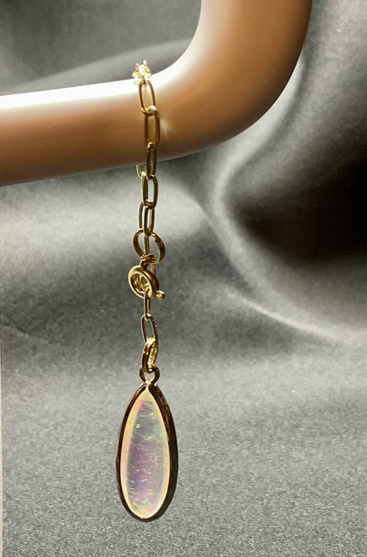 Oblong Opal Colored Tumbler Charm
