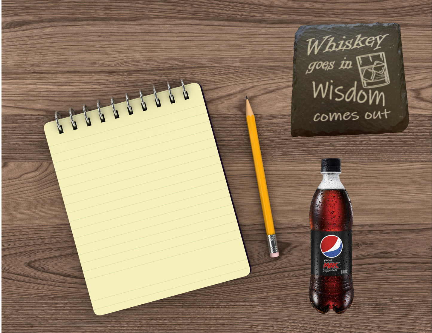 Whiskey goes in, WISDOM comes out slate coaster