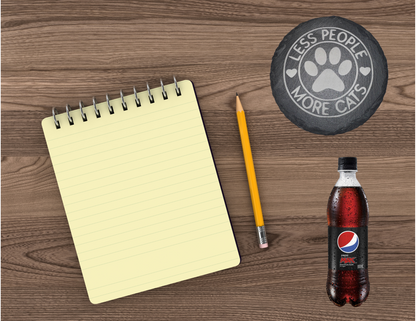 Less people more cats slate coaster