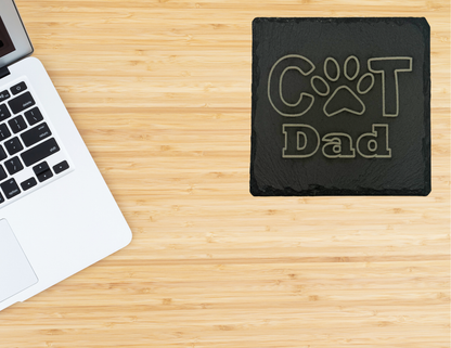 Cat Dad Slate Coaster