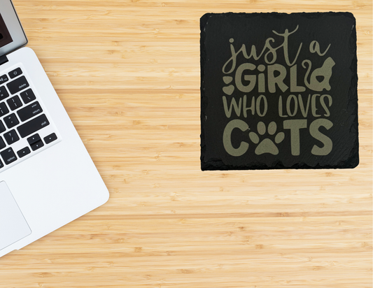Just a girl who loves cats slate coaster