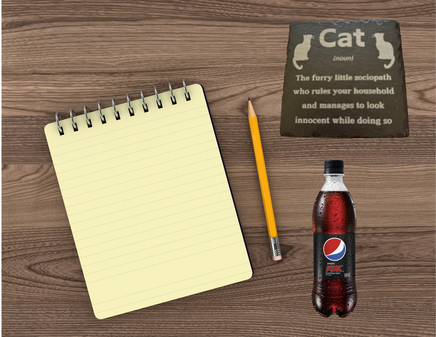 Cat (noun) meaning slate coaster